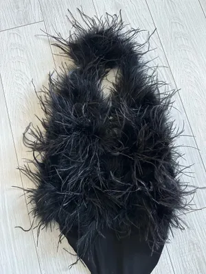 Feather halter bodysuit Black Size M thumbnail 5