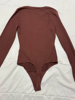 Abercrombie Soft A&F Brown Bodysuit Long Sleeve XS thumbnail 2