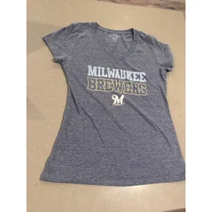 Soft As A Grape Milwaukee‎ Brewers V Neck T Shirt Women's Size Large Blue thumbnail 2