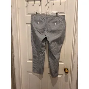 Gap Womens Slim Cropped Pinstripe Stretch Pants Navy Blue Coastal‎ White Size 14 thumbnail 3