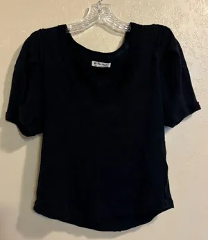 Free People We The Free Papaya Puff sleeve tee sz M thumbnail 1