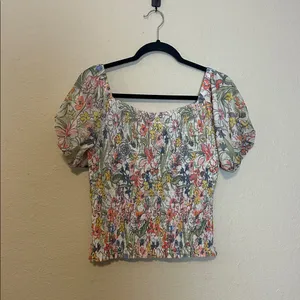 Anthropologie Aurelia Floral Smocked Top Size Medium Petite‎ thumbnail 5