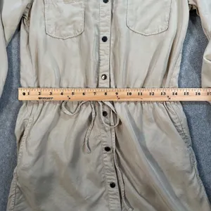 Dear John Shirt Dress Women's X-Small Beige Long Sleeve Collared Mini Utility thumbnail 7
