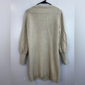 Madewell Wool Blend Oatmeal/Tan Balloon Sleeve V-neck Sweater Dress Size Large thumbnail 9