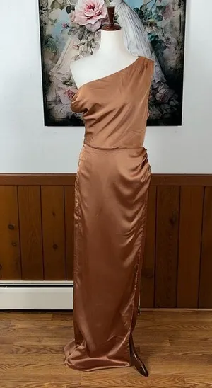 Gorgeous New Show Me Your Mumu Jodie Copper Luxe Satin Dress! thumbnail 2