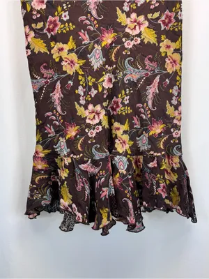 Reversible Floral Animal Midi Skirt 32” L Green Brown Fall Boho Indie Academia thumbnail 10