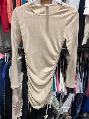 Tan Long Sleeve Boutique Dress thumbnail 1