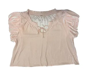 Free People Satin-Trim Puff Sleeve Top thumbnail 1