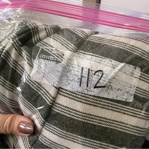 Eddie Bauer Olive Green White Stripe Popover Hoodie Sweatshirt Buttons Knit S thumbnail 7