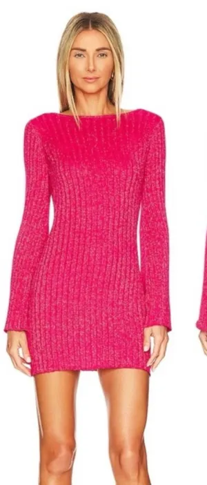 Revolve MORE TO COME Pink Ribbed Mini Dress thumbnail 1