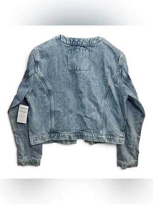 MICHAEL Michael Kors Denim Jacket Women’s L Light Wash Grommet Collar NWT $135 thumbnail 3