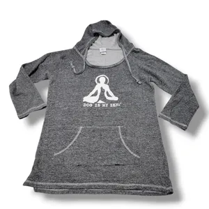 Dog Is Good Sweatshirt Size XL Women's Yoga Graphic Print Hoodie Gray With Flaw thumbnail 1