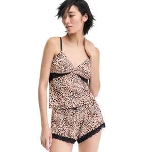 NEW INC International Concepts Lace-Trim Short Pajama Shorts Cheetah Brown XL thumbnail 4