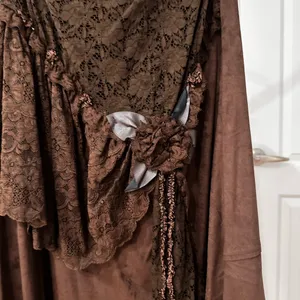 🆕 hazel Dark Brown Lace Panel Maxi Skirt Size L thumbnail 3
