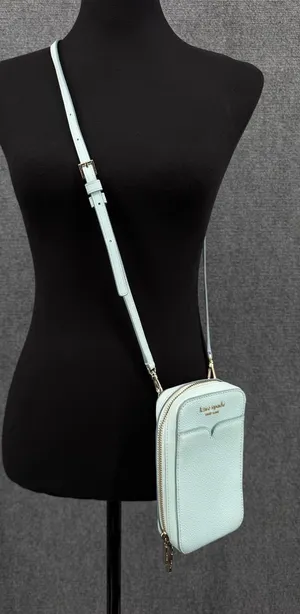 KATE SPADE Zeezee North South Phone Crossbody Light Blue Pebble Leather thumbnail 1
