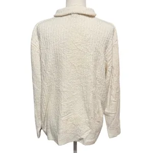 L.L.Bean Cream Bouclé Quarter Zip Pullover – XL Petite Cozy Comfy Quiet Luxury thumbnail 4