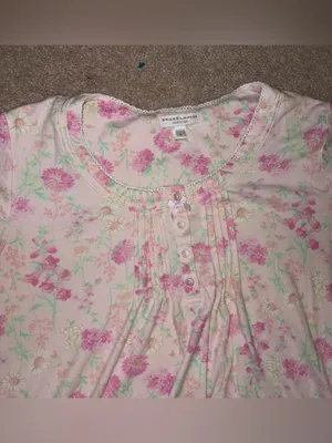 Miss Elaine pink floral pajama SET 2 PC top & pants Womens L thumbnail 8