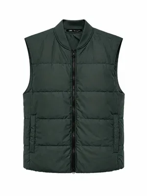 Zara Dark Green Puffer Vest Full Zip Women’s Small thumbnail 2