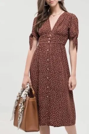 Urban Outfitters Blu Pepper Brown Polka Dot Dress Size Large thumbnail 1