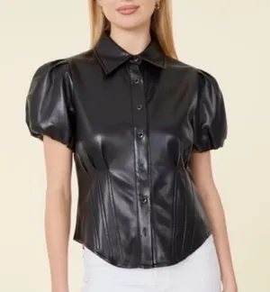 Bagatelle Faux Black Leather Model off duty top thumbnail 1