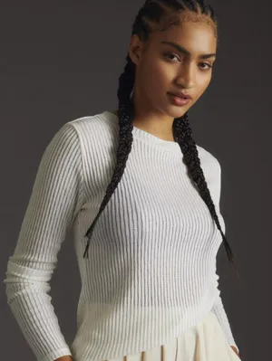 Pilcro from Anthropologie Cream Sheer Lightweight Layering Top - Size - Large thumbnail 1