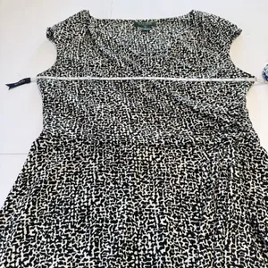 Ralph Lauren‎ Black White Sleeveless Swing Flare Faux Wrap Stretch Dress Size 16 thumbnail 6