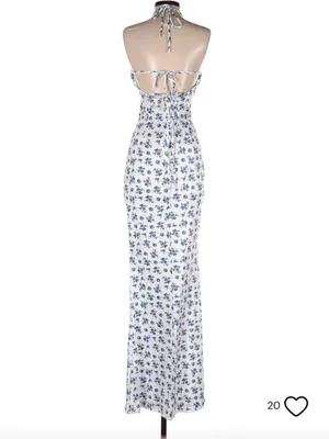 Floral Sleeveless Bustier Spaghetti Strap Bodycon Sexy Long Maxi Dress thumbnail 3