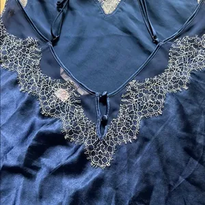 Y2K Victorias Secret Blue Lace Lingerie Mini Slip Sz Medium thumbnail 6