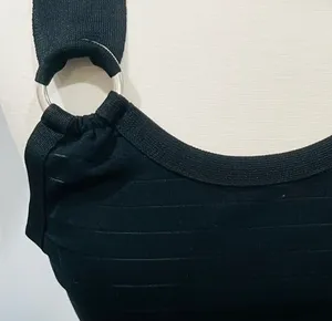 Zara Black Ribbed Square Neck Tank Top with Silver O-Ring Straps thumbnail 6