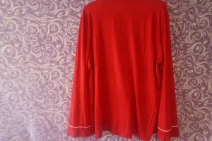 Victoria's Secret modal blend bow pj pajamas button down top with pocket Christmas long sleeve in red size large. thumbnail 8