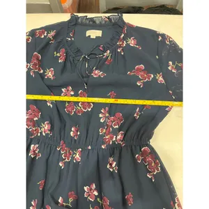 LOFT‎ Floral Midi Dress Ruffle Neck Tie Long Sleeve S thumbnail 8