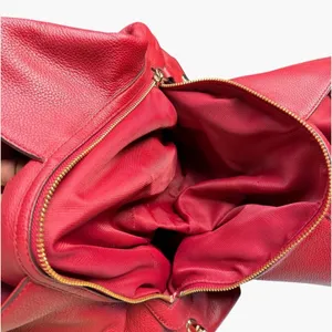 Coach Edie Pebbled Leather Shoulder Bag Red Large Hobo Tote Turnlock Zip Purse thumbnail 6