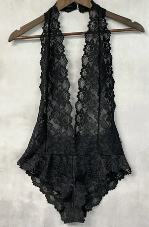 Adore Me Womens Lace Bodysuit Large Coquette Boudoir Romantic Goth Femme Fatale thumbnail 1