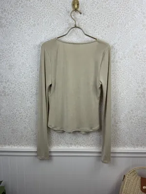 Intimately Free People Beige Slinky Deep V-Neck Fitted Top - Size - Medium thumbnail 4