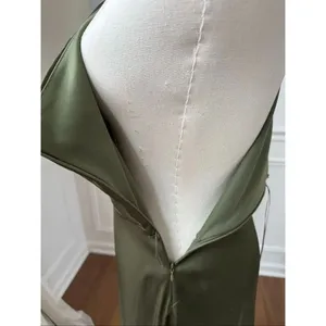 Nicole Miller Satin Olive Ivy Green One Shoulder Dress Size 4 S thumbnail 7