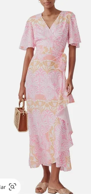 J. McLaughlin audette  Printed Wrap Maxi Dress medium NWT thumbnail 1