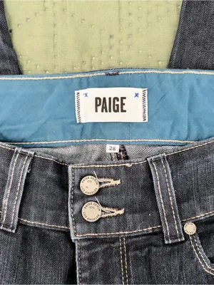Paige Hidden Hills Straight Leg Jeans Size 28 Dark Wash Double Button thumbnail 6