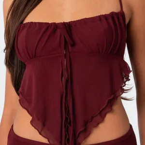 Edikted Burgundy Strapless Blouse thumbnail 1