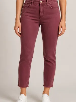 American Eagle Outfitters Maroon Red Super Stretch Jeggings Crop Jeans thumbnail 2