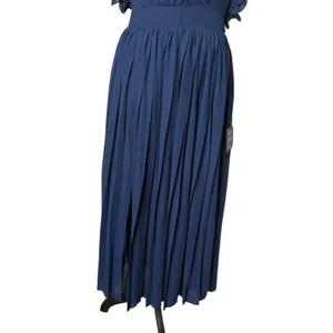 Lulus Navy Blue Ruffle Chiffon Midi Maxi‎ Dress Flowy One Shoulder Formal Size M thumbnail 10