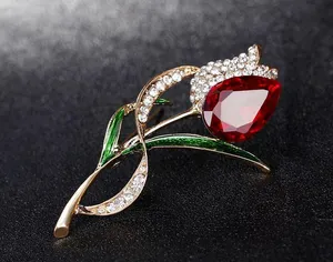 Elegant Crystsl Flower Brooch Pin for Women thumbnail 4