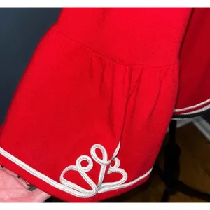 Oscar‎ de La Renta Vintage Red Knit Cardigan Bell Sleeve White Trim Embroidered thumbnail 5