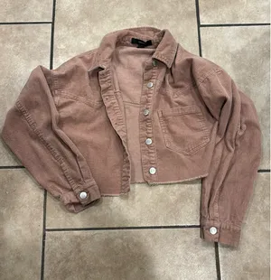Forever 21 corduroy blush cropped denim jacket thumbnail 1