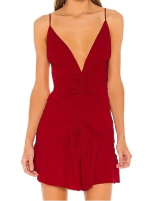NBD NWT - Lea Mini Dress in Red Ruched Front Party Cocktail thumbnail 1