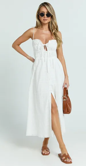 New Showpo Lucienne Midi Dress Ruched Dress Size S MSRP $109 thumbnail 1