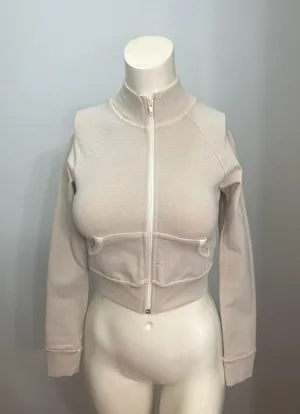 Size XS basic sweater outdoor track jacket ap-zip-1120 bone beige NWT thumbnail 1