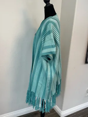 NWT Anthropologie Akemi + Kin Teal Fringe Kimono Cardigan thumbnail 5