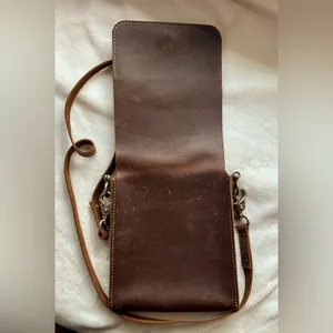 SOLD Leather Cross Body Travel Satchel Purse. Handmade. Adjustable. Stainless thumbnail 8