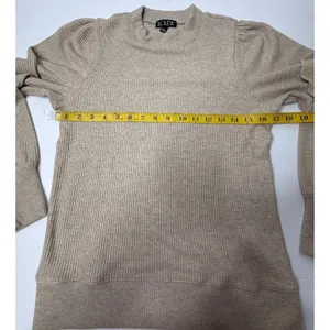 J.Crew Ribbed Crewneck Puff Long Sleeve Sweater Womens Size S‎ Brushed Tan New thumbnail 4