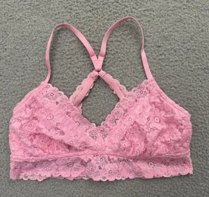 NWT‎ Aerie Lace Bralette Pink Unlined Romantic Racerback Women's Large thumbnail 1